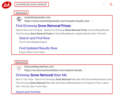 Google Search Partner - Ask Search Results on Commercial Snow Removal