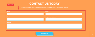 Contact Lead Form example for pool cleaning services landing page