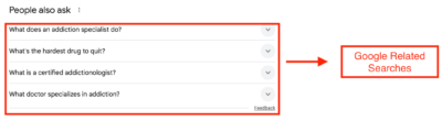 Google Related Searches seo addiction specialist