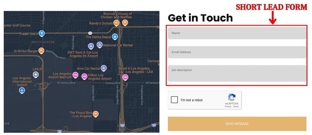 Short Lead Form Landing Page Sample for Google Ads for Carpenters