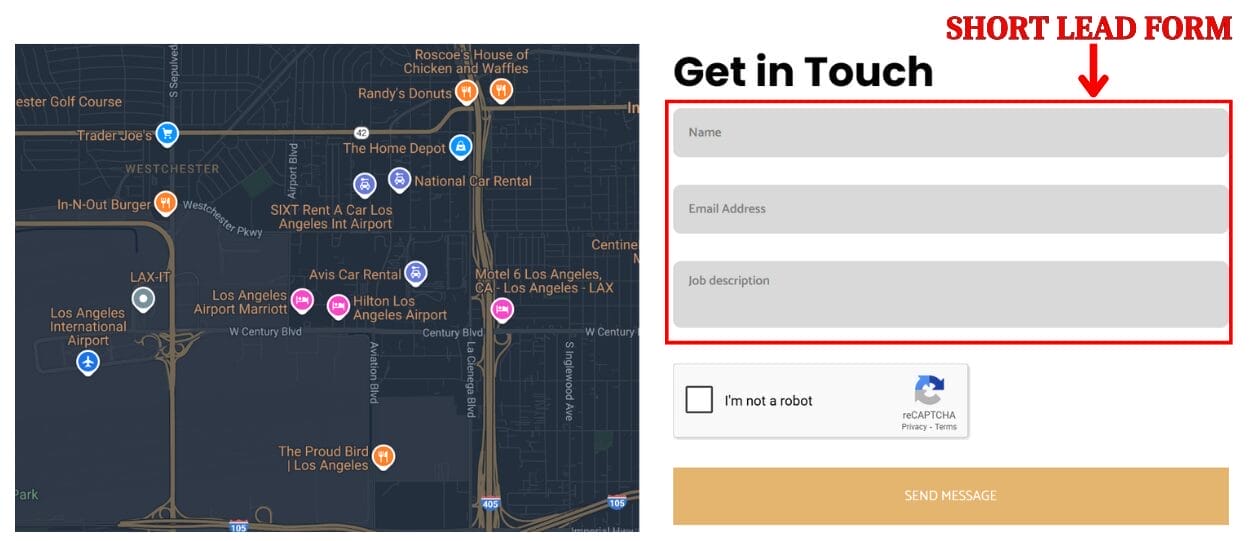Short Lead Form Landing Page Sample for Google Ads for Carpenters