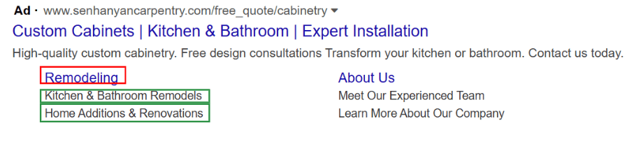 Ad Copy Sitelink Sample 