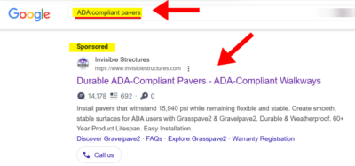 Google Search Result on ADA-compliant pavers