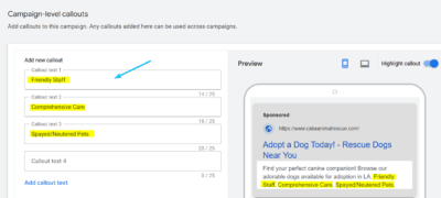 Callouts for Dog Adoption Ad Copy