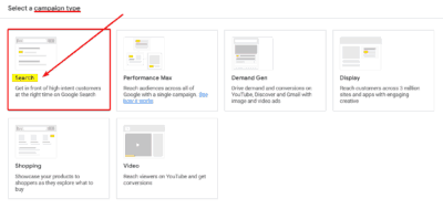 Search as Campaign Type