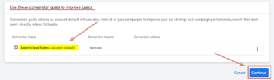 Conversion Goals - Submit Lead Forms