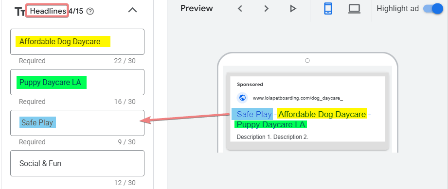 Headlines for Dog Adoption Ad Group