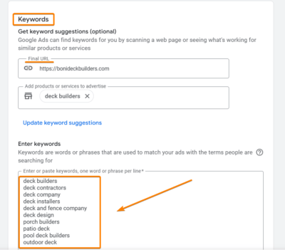 Keywords for Decking