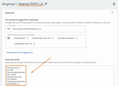 Relevant Keywords for Google Ads for Audiologists