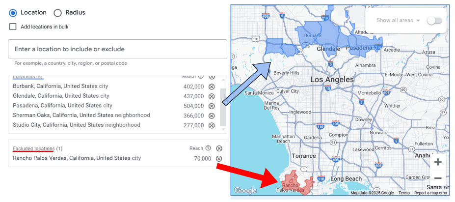 Location Target and Exclusion