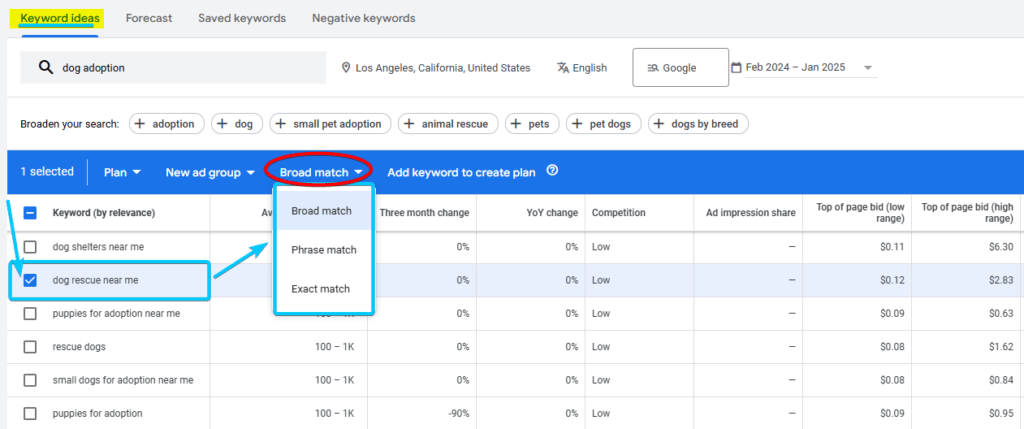Keyword Match Types