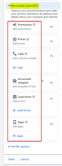 More Asset Type Option