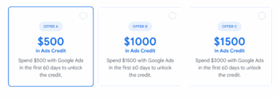 Google Ads Sign Up Offers