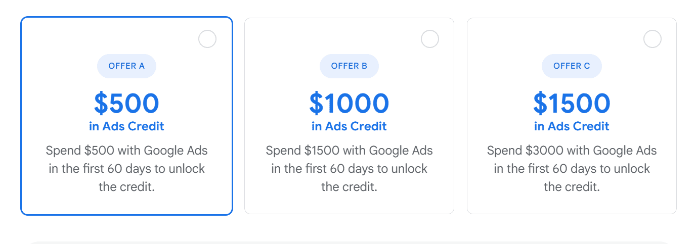 Google Ads Sign Up Offers