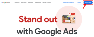 Google Ads Start Now Button