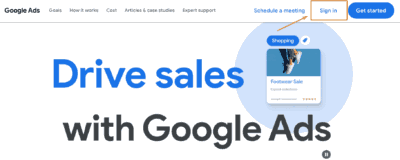 Google Ads sign in button