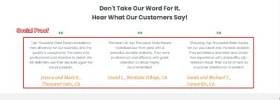 Social Proof Landing Page Sample for Google Ads for Pavers