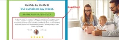 Social Proof Landing Page Sample for Google Ads for Appliance Repair