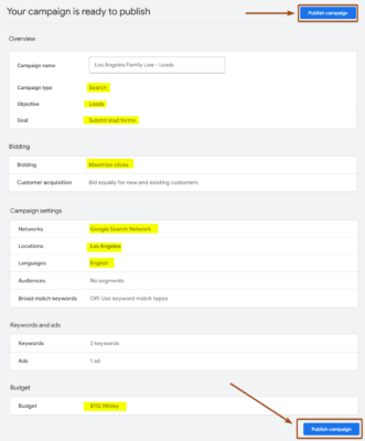 Publish Campaign Button
