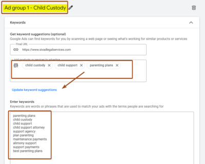 Child Custody Ad Group