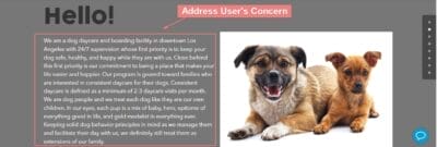 Address Users Concern Landing Page Sample for Pet Boarding