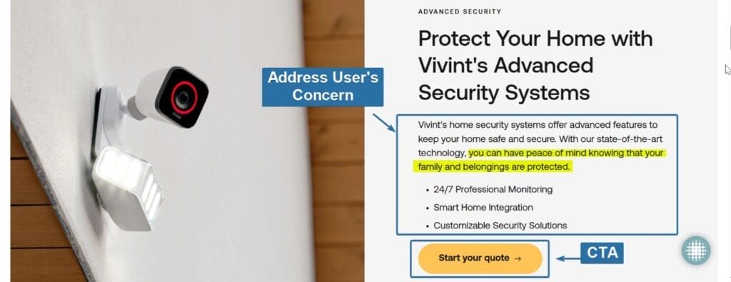 Address User's Concern Landing Page Sample