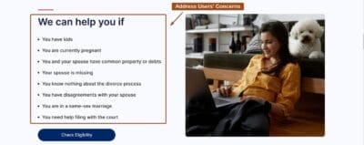 Address User's Concerns Landing Page Sample for Google Ads for Custody Lawyers / Divorce Attorneys