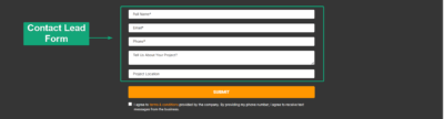 Contact Lead Form Landing Page Sample for Concrete Contractors