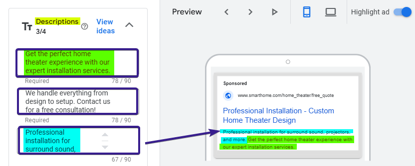 Descriptions Ad Copy Sample