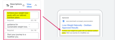 Descriptions Ad Copy Sample