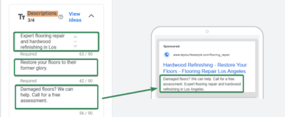 Descriptions Ad Copy Sample for Google Ads For Flooring Services
