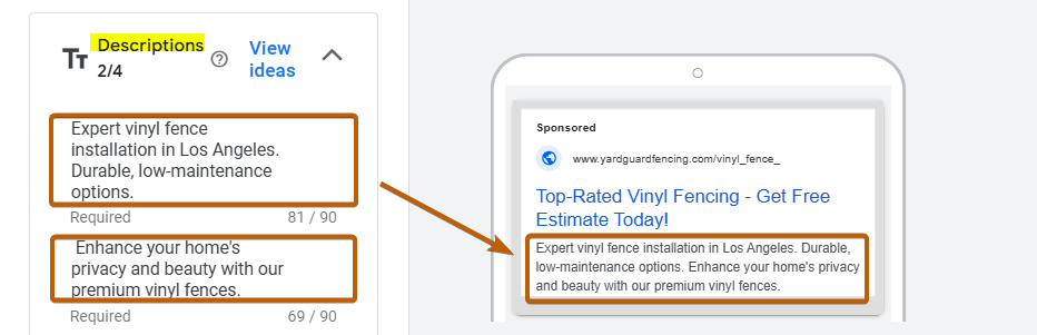 Descriptions Ad Copy Sample