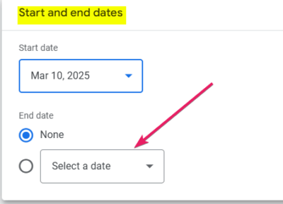 Campaign Start and End Dates