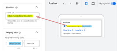 Final URL and Display Path