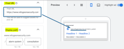 Final URL Ad Copy Sample