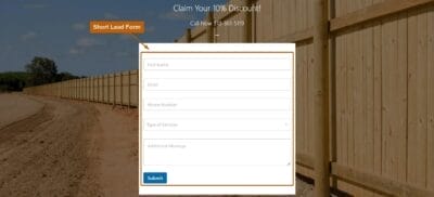 Contact Lead Form Landing Page Sample