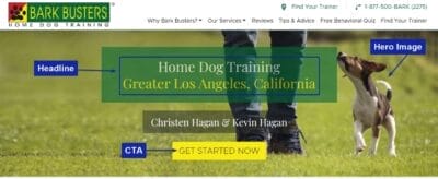 Headlines Landing Page Sample for Google Ads for Pet Sitters / Dog Sitters / Dog Training