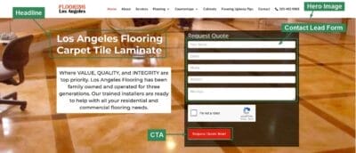 Headline, CTA, Contact Lead Form Landing Page Sample