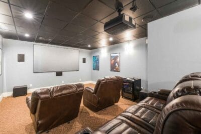Home Cinema with Comfortable Leather Armchairs