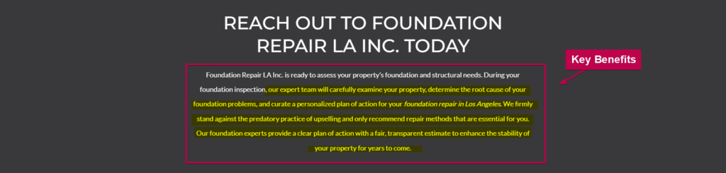 Key Benefits Landing Page Sample