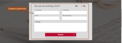 Contact Lead Form Landing Page Sample 
