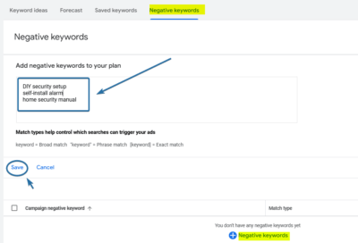 Negative Keywords