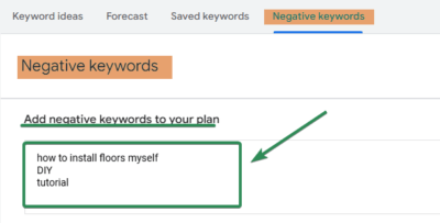 Negative Keywords