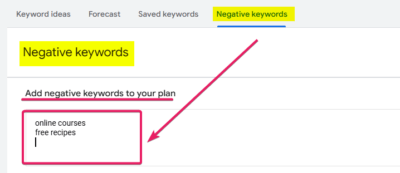 Negative Keywords for one-on-one consultation