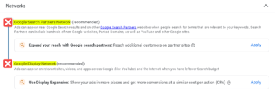 Campaign Network Settings