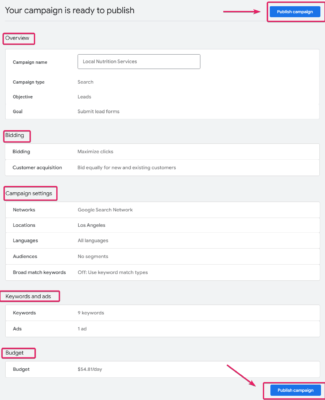 Publish Campaign Button