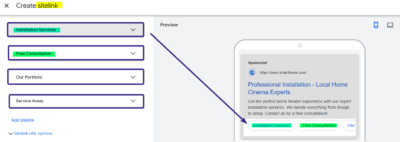 Sitelinks Ad Copy Sample