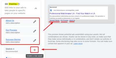 Sitelinks Ad Copy Sample