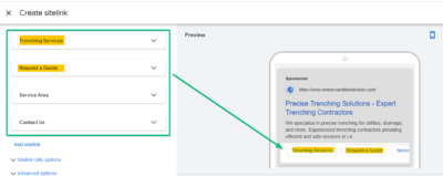 Sitelinks Ad Copy Sample