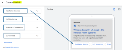 Sitelinks Ad Copy Sample